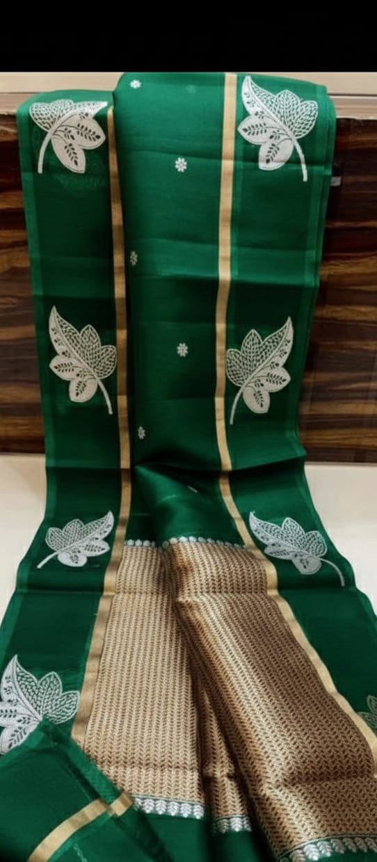 Semi Katan Silk Saree | New Launch Banarasi Kora Organza Saree - SKSKODG072