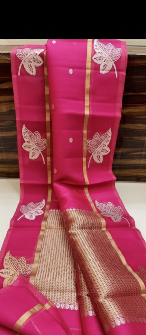 Semi Katan Silk Saree | New Launch Banarasi Kora Organza Saree - SKSKOHP075
