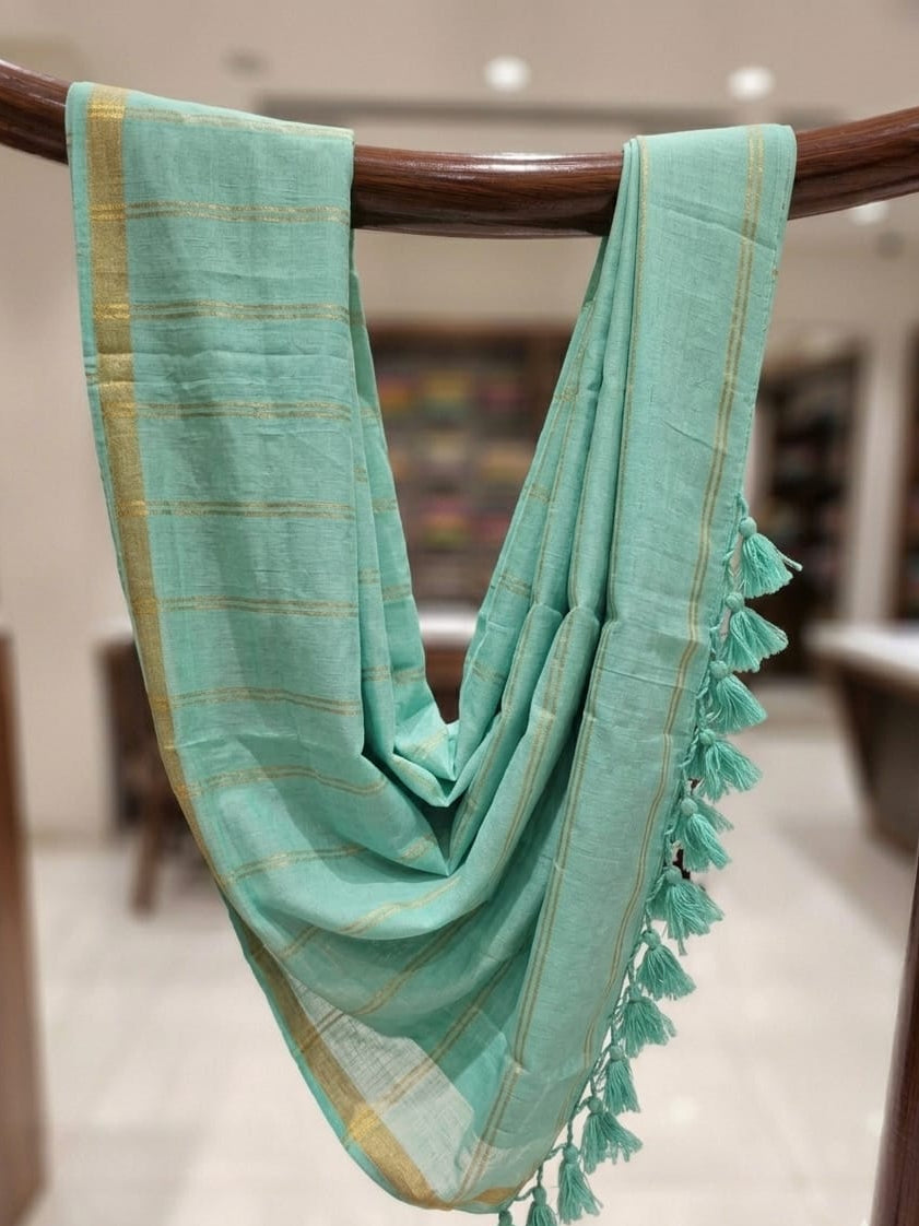 Pure Mulmul Double Zari Lines Saree | Handloom | MDZ008