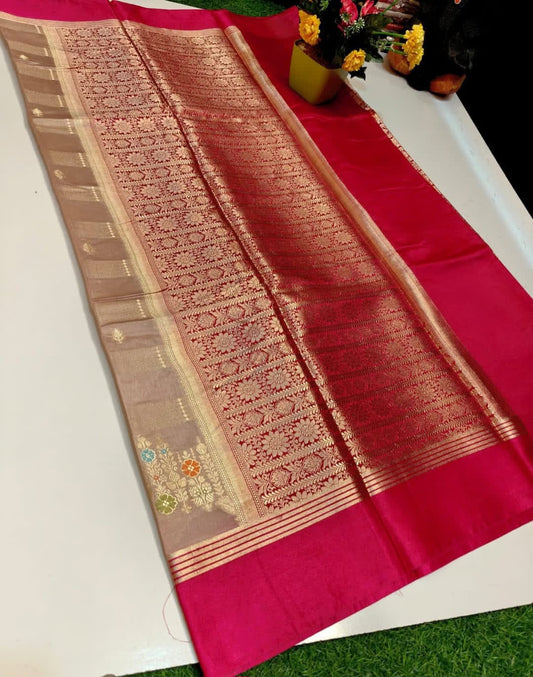 Banarasi Katan Silk Saree with Minakari Border - ABKSMB1