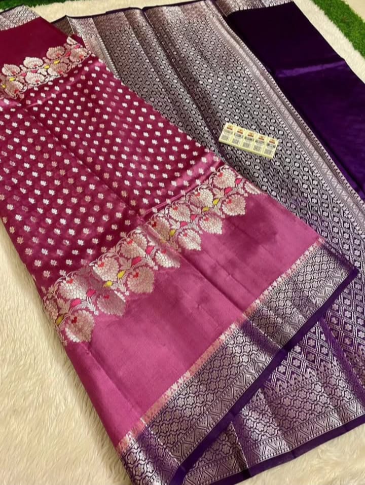 Banarasi Viscose Silk Saree with Alfi Butta Weaving - BVSAFP4