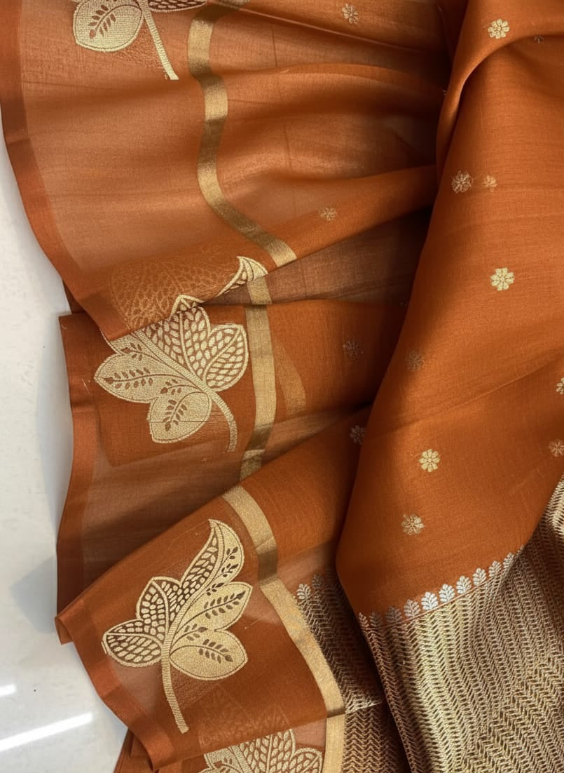 Semi Katan Silk Saree | New Launch Banarasi Kora Organza Saree - SKSKORO073