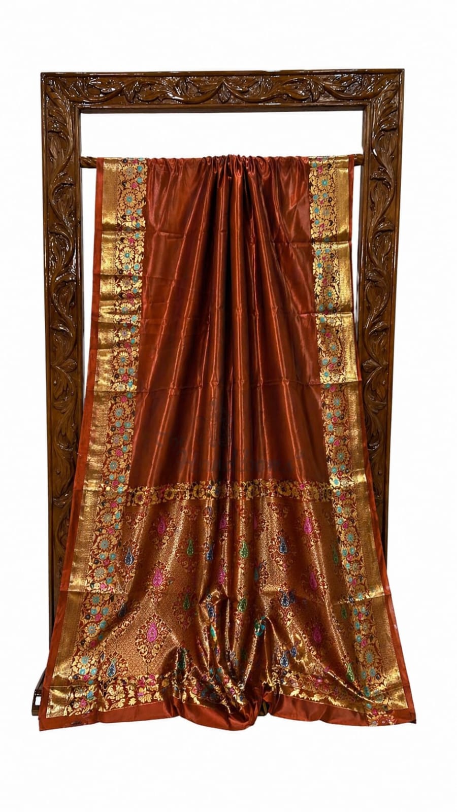 Banarasi Raw Mango Silk Saree with Floral Mina Border - BRMSBN106