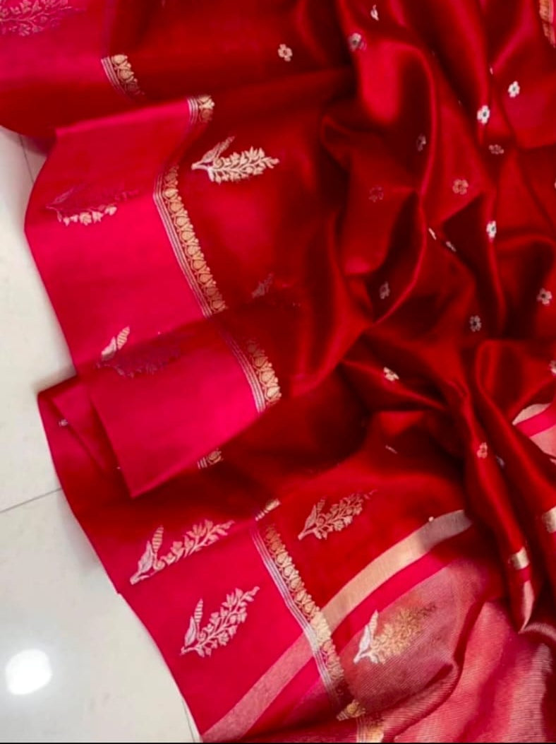 Royal Red Banarasi Semi Katan Silk Saree - RRBSKS10