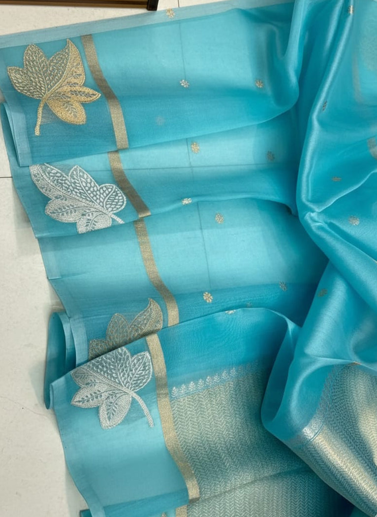 Semi Katan Silk Saree | New Launch Banarasi Kora Organza Saree - SKSKOLB074
