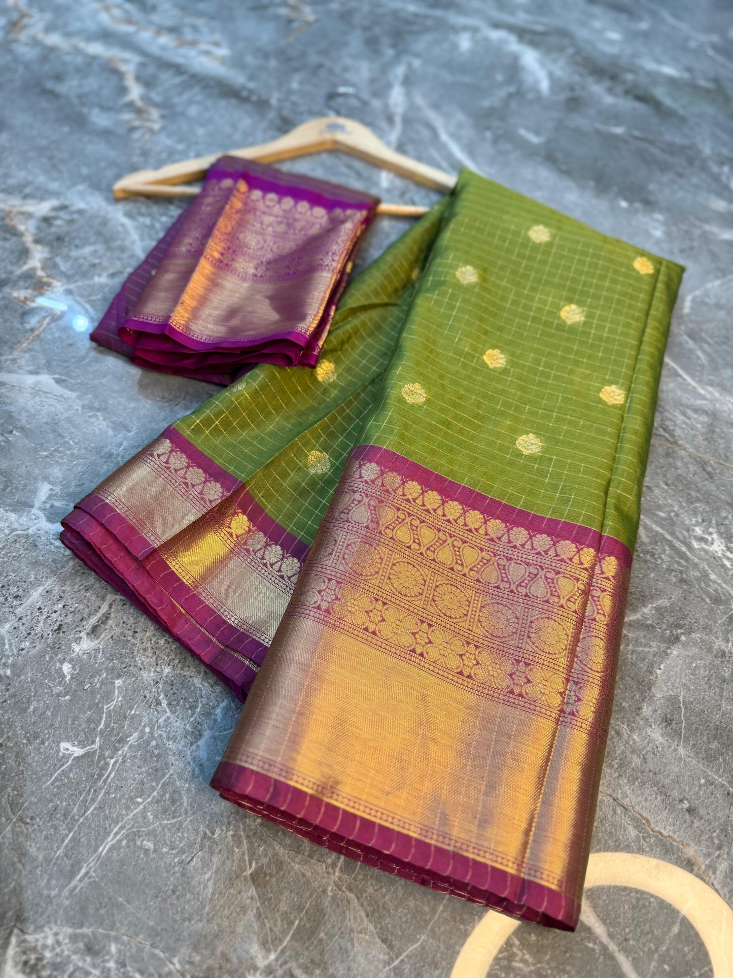 Banarasi Check Pattu Silk Saree - BCPSCGP98