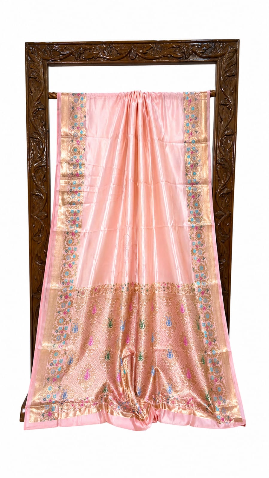 Banarasi Raw Mango Silk Saree with Floral Mina Border - BRMSLP110