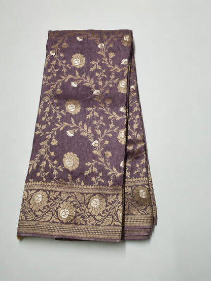 Luxury Banarasi Semi Katan Silk Saree with Intricate Jaal Weaving - BSKSJWP01