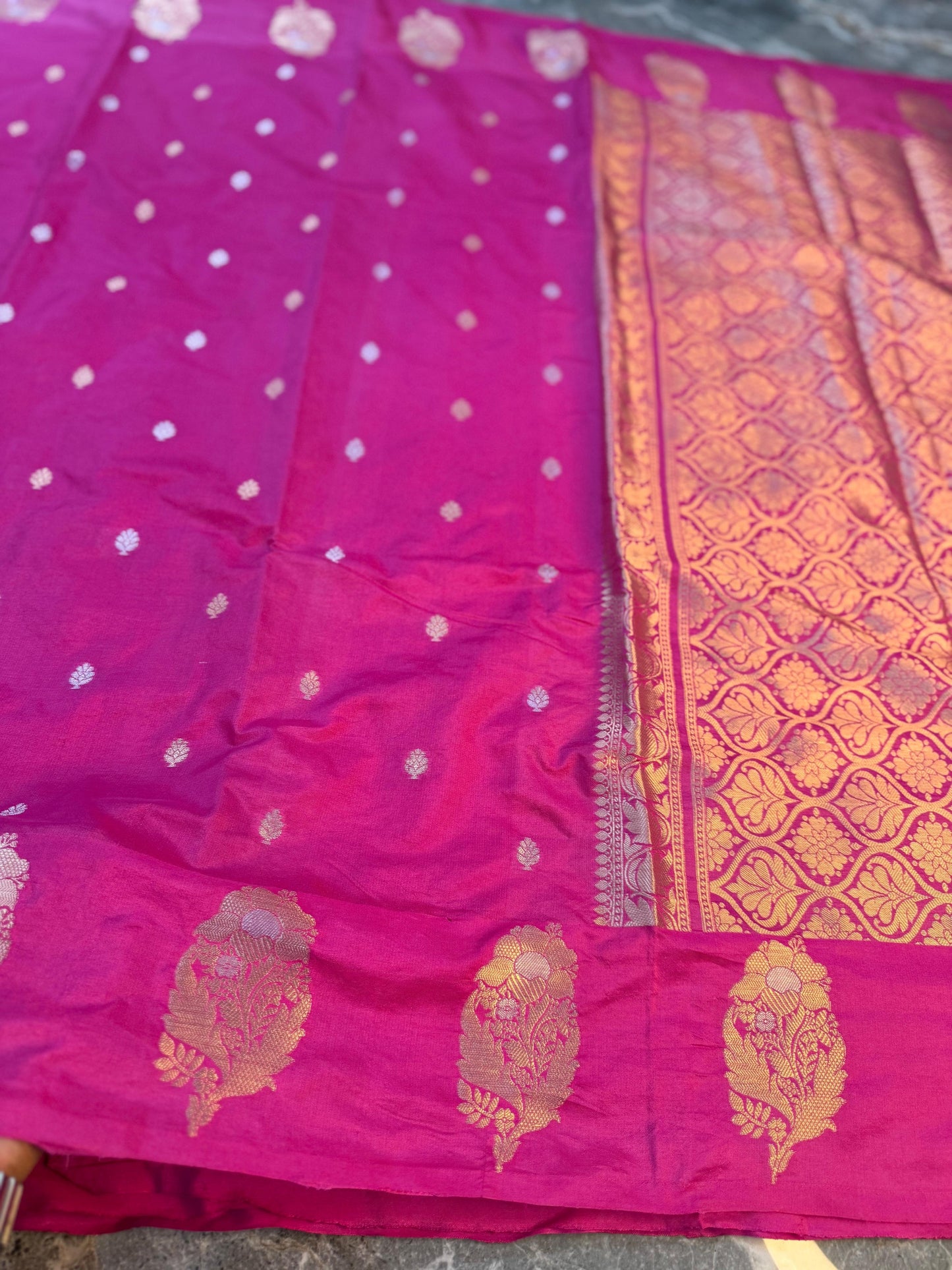 Banarasi Semi Katan Silk Saree with Sona Rupa Mina Buti - BSKSPK33