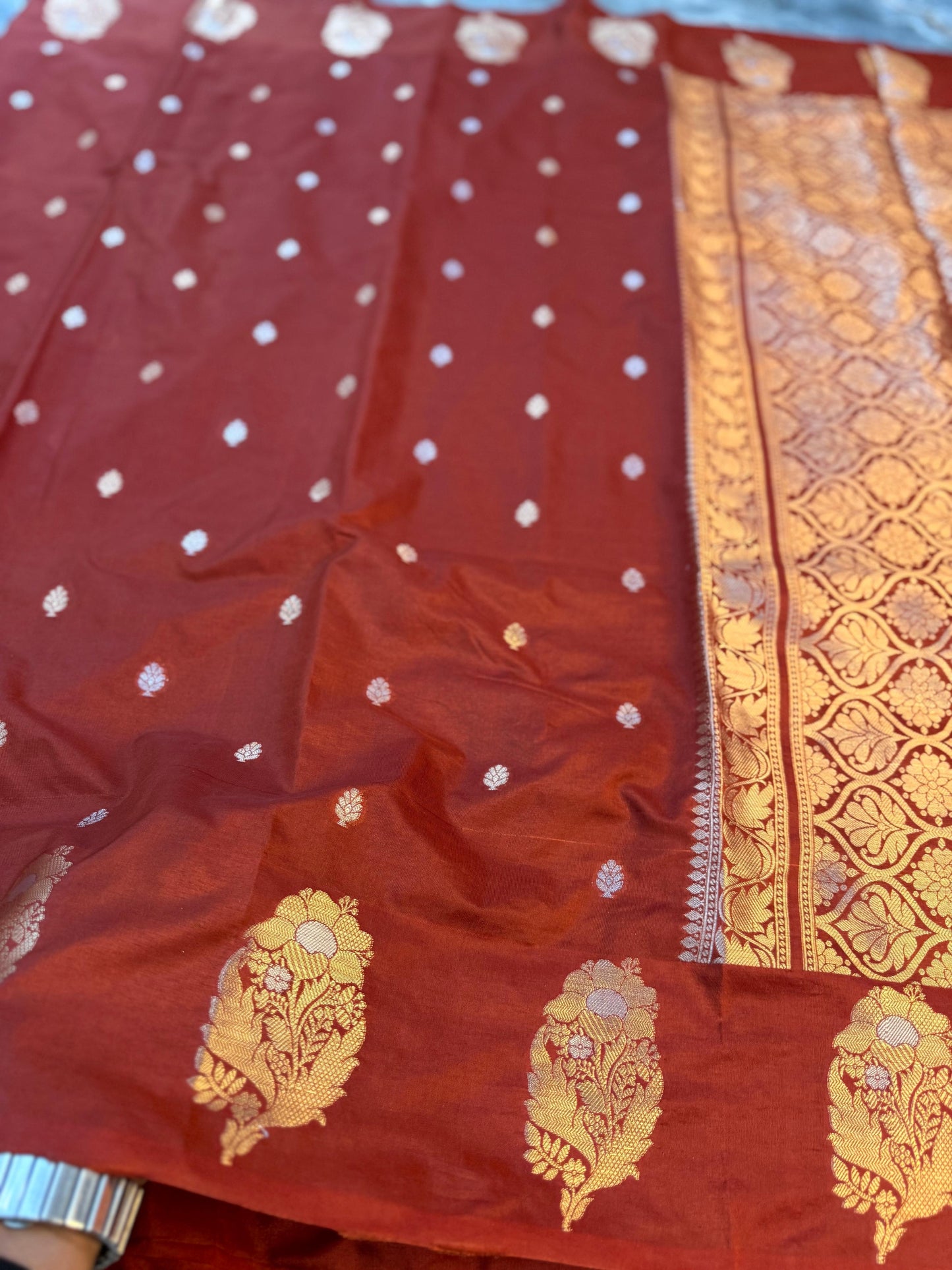 Banarasi Semi Katan Silk Saree with Sona Rupa Mina Buti - BSKSMN34