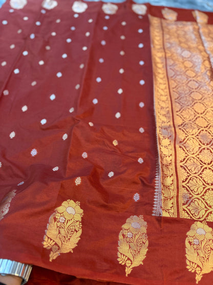 Banarasi Semi Katan Silk Saree with Sona Rupa Mina Buti - BSKSMN34