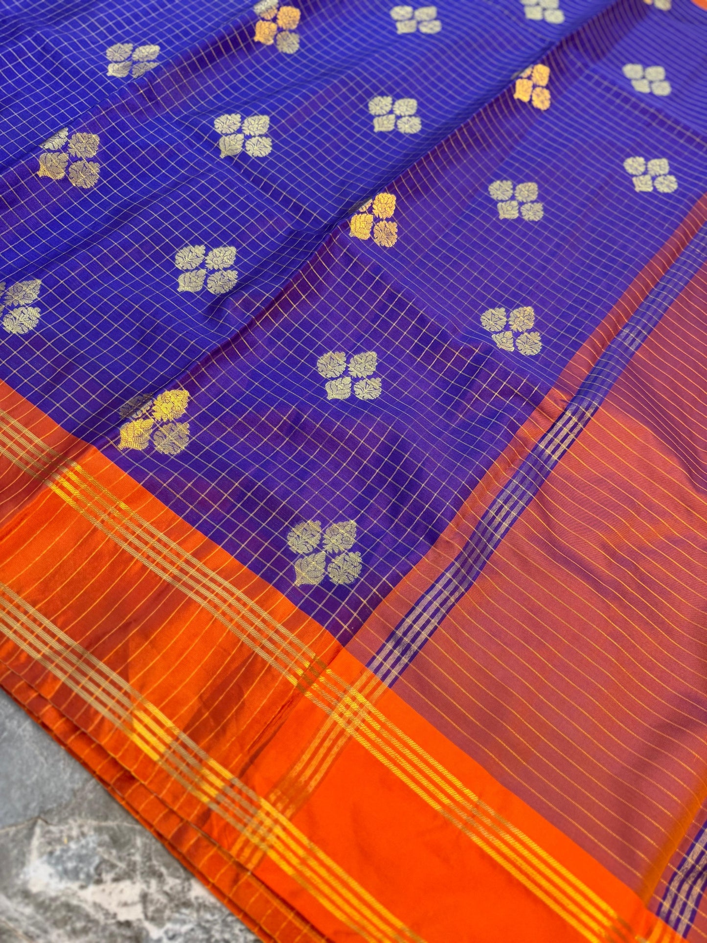 Banarasi Check Buta Soft Silk Saree - BCBSCB076