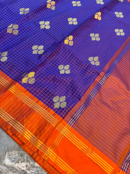 Banarasi Check Buta Soft Silk Saree - BCBSCB076