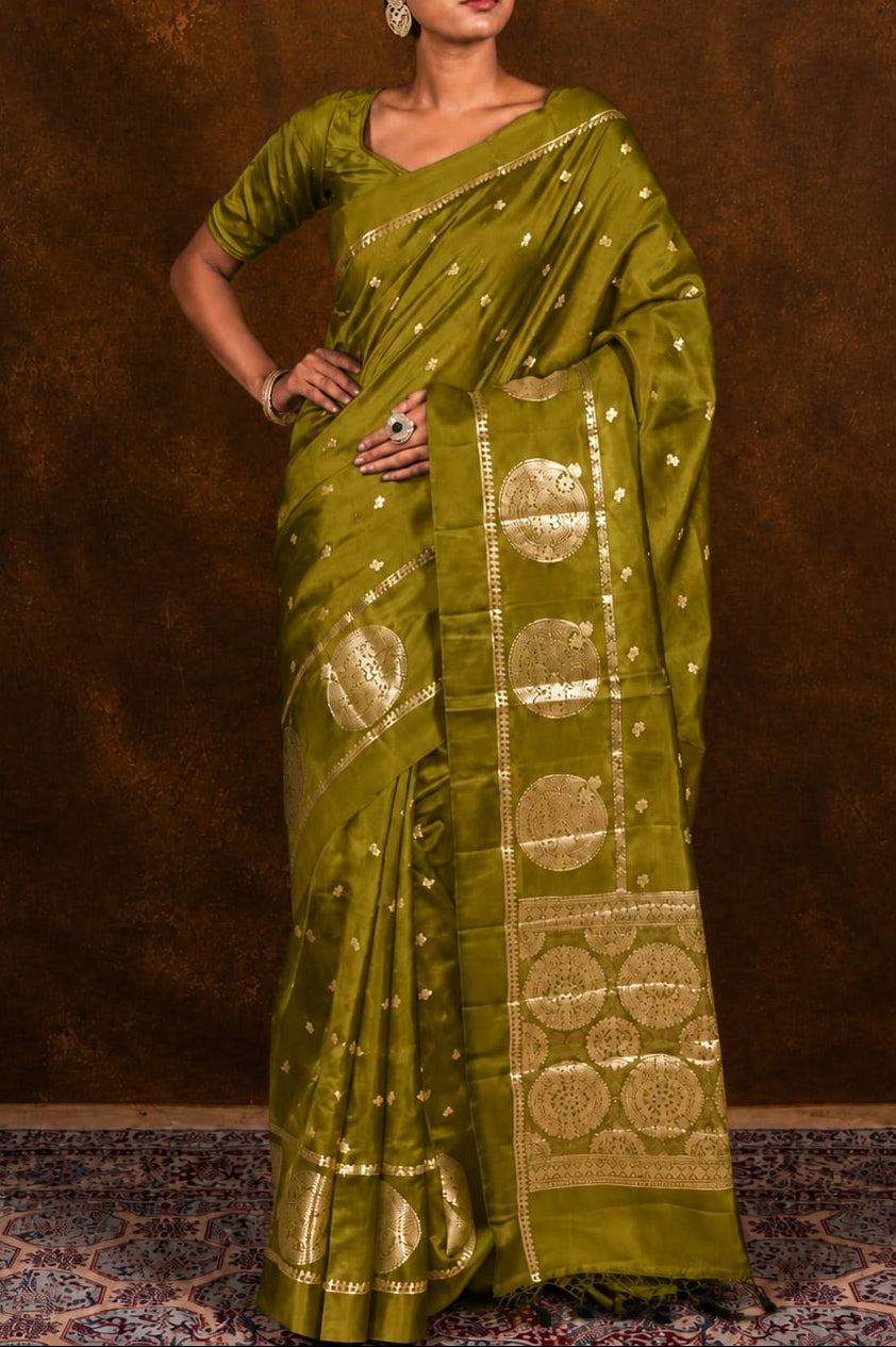 Banarasi Semi Katan Soft Silk Saree – BSKSSG099