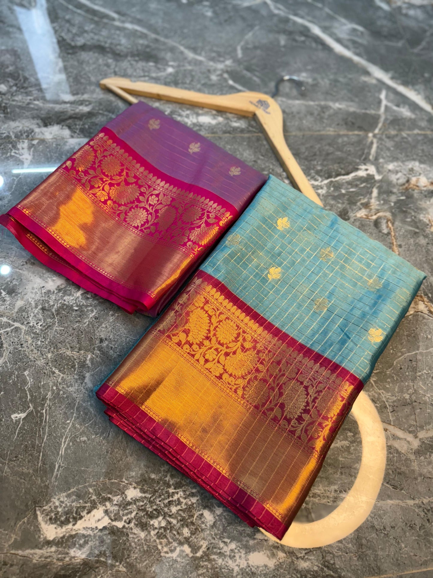 Banarasi Check Pattu Silk Saree - BCPSLB003