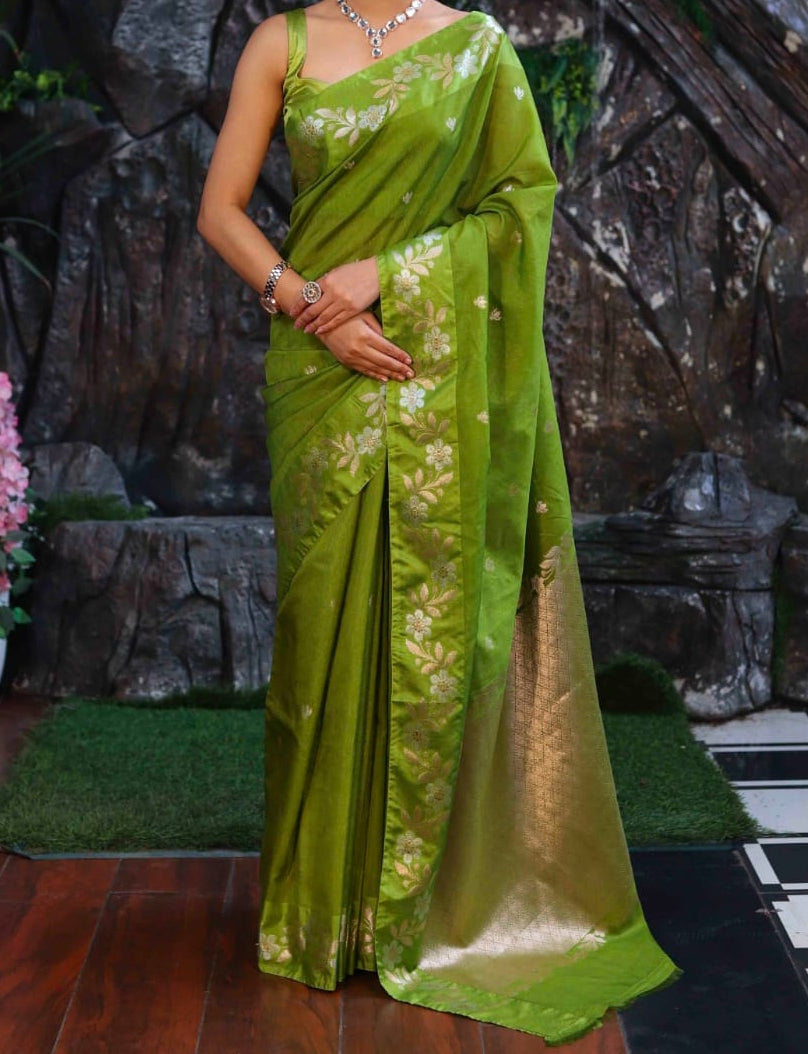Premium Semi Katan Silk Saree - BSKSGN033