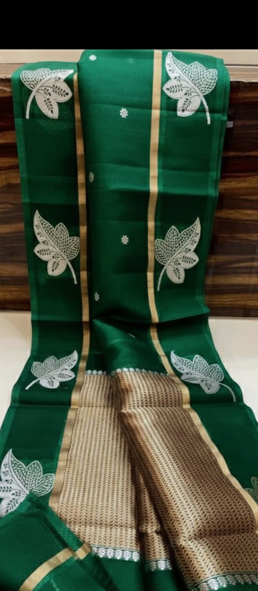 Semi Katan Silk Saree | New Launch Banarasi Kora Organza Saree - SKSKODG072
