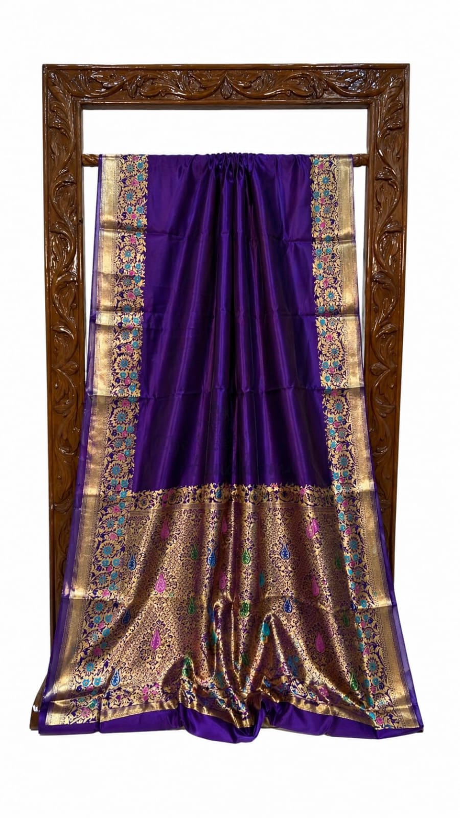 Banarasi Raw Mango Silk Saree with Floral Mina Border - BRMSPE111