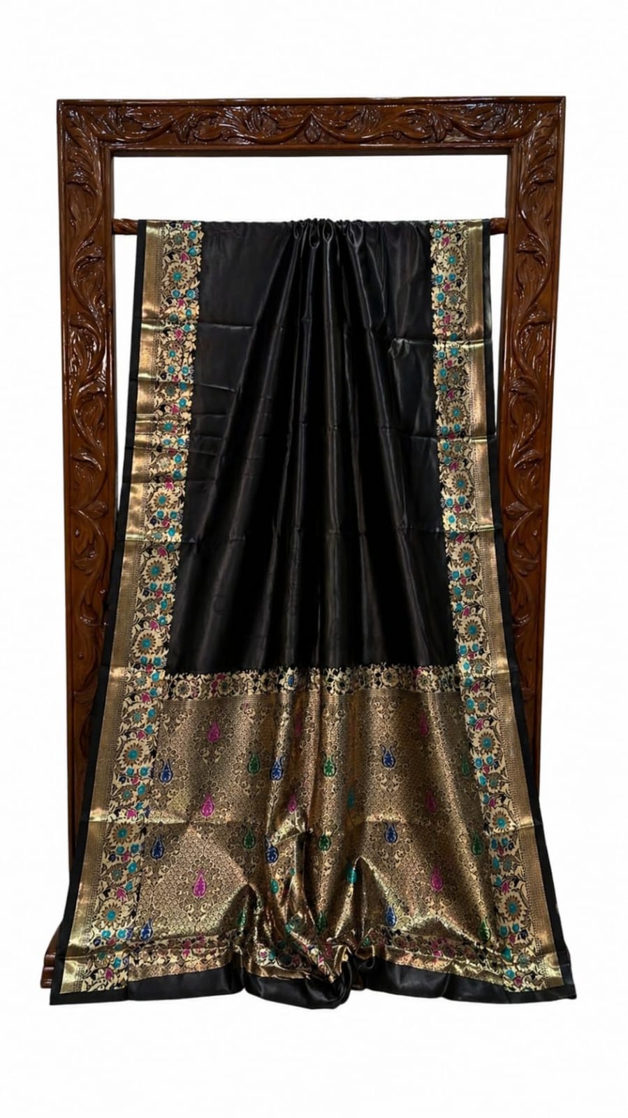 Banarasi Raw Mango Silk Saree with Floral Mina Border - BRMSBK101