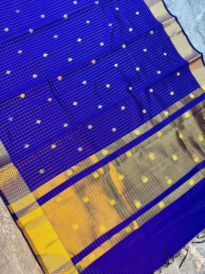 Banarasi Check Pattu Saree with Small Buti Design - BCPSBD064