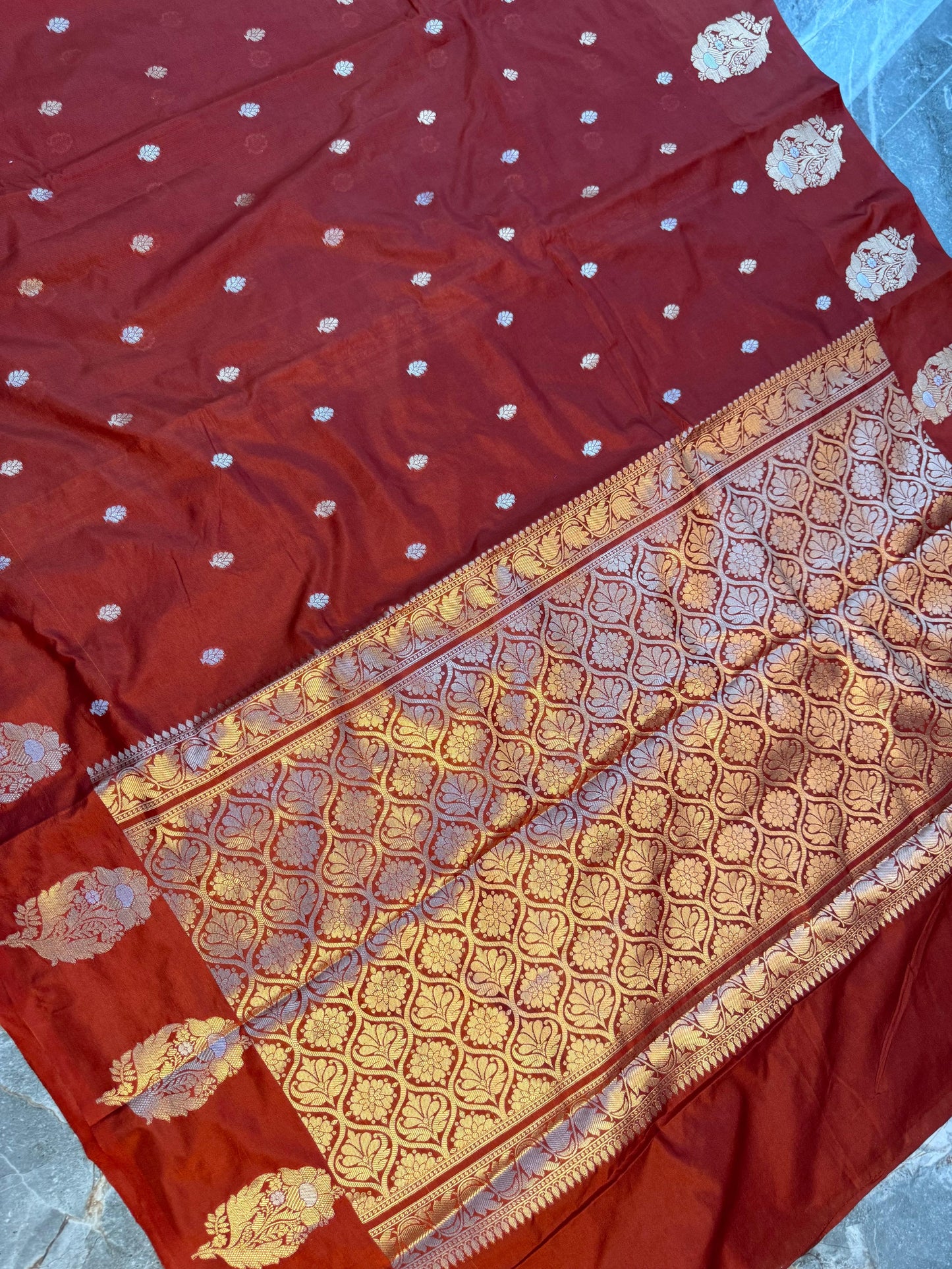 Banarasi Semi Katan Silk Saree with Sona Rupa Mina Buti - BSKSMN34