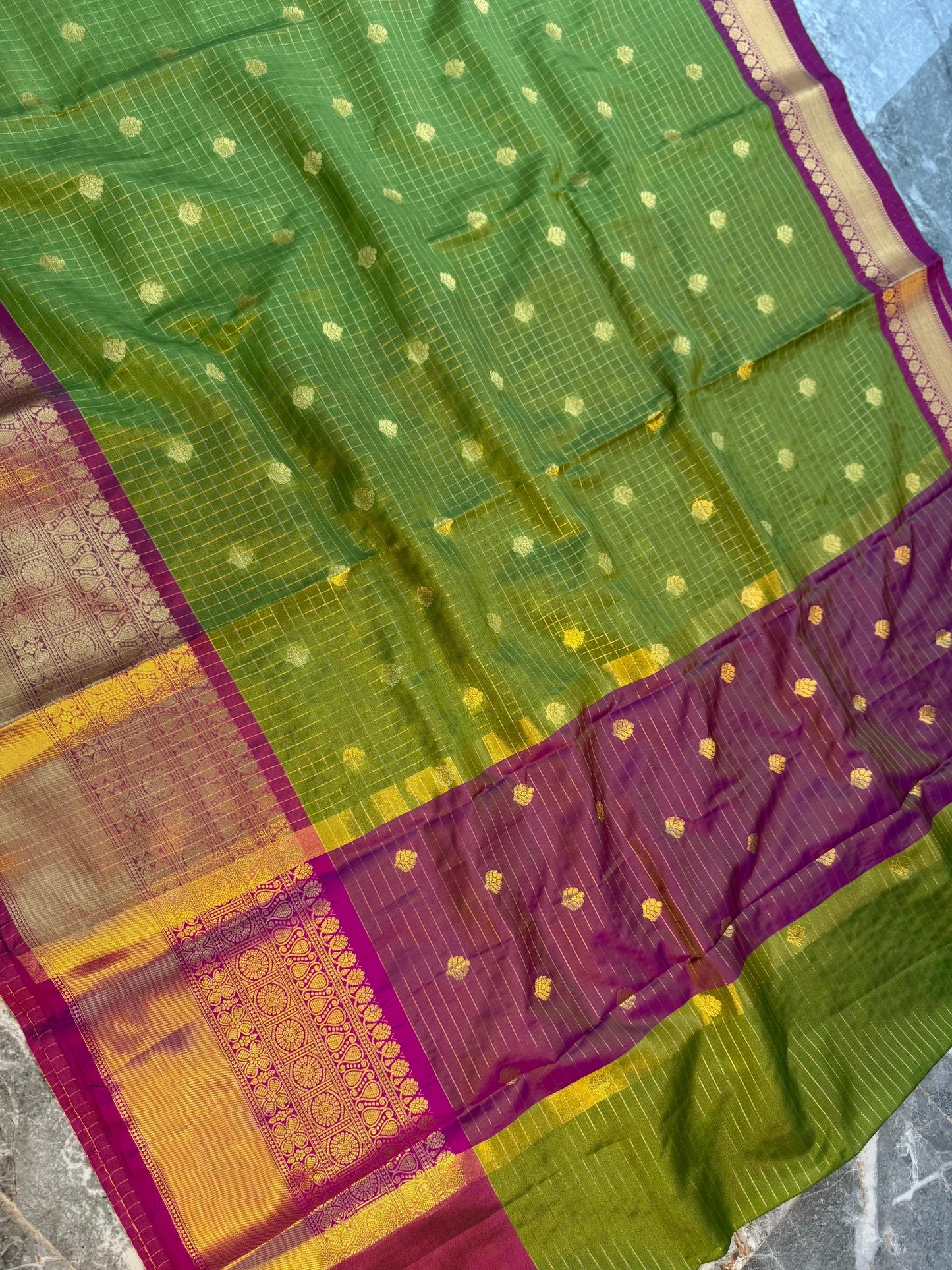 Banarasi Check Pattu Silk Saree - BCPSCGP98