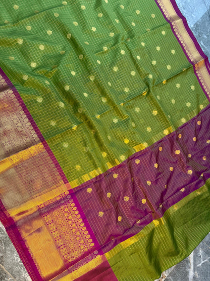 Banarasi Check Pattu Silk Saree - BCPSCGP98