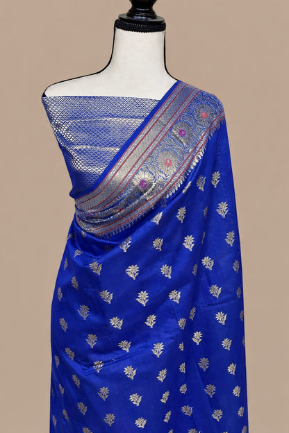 Royal Blue Banarasi Semi Katan Silk Saree - BSKRBG024
