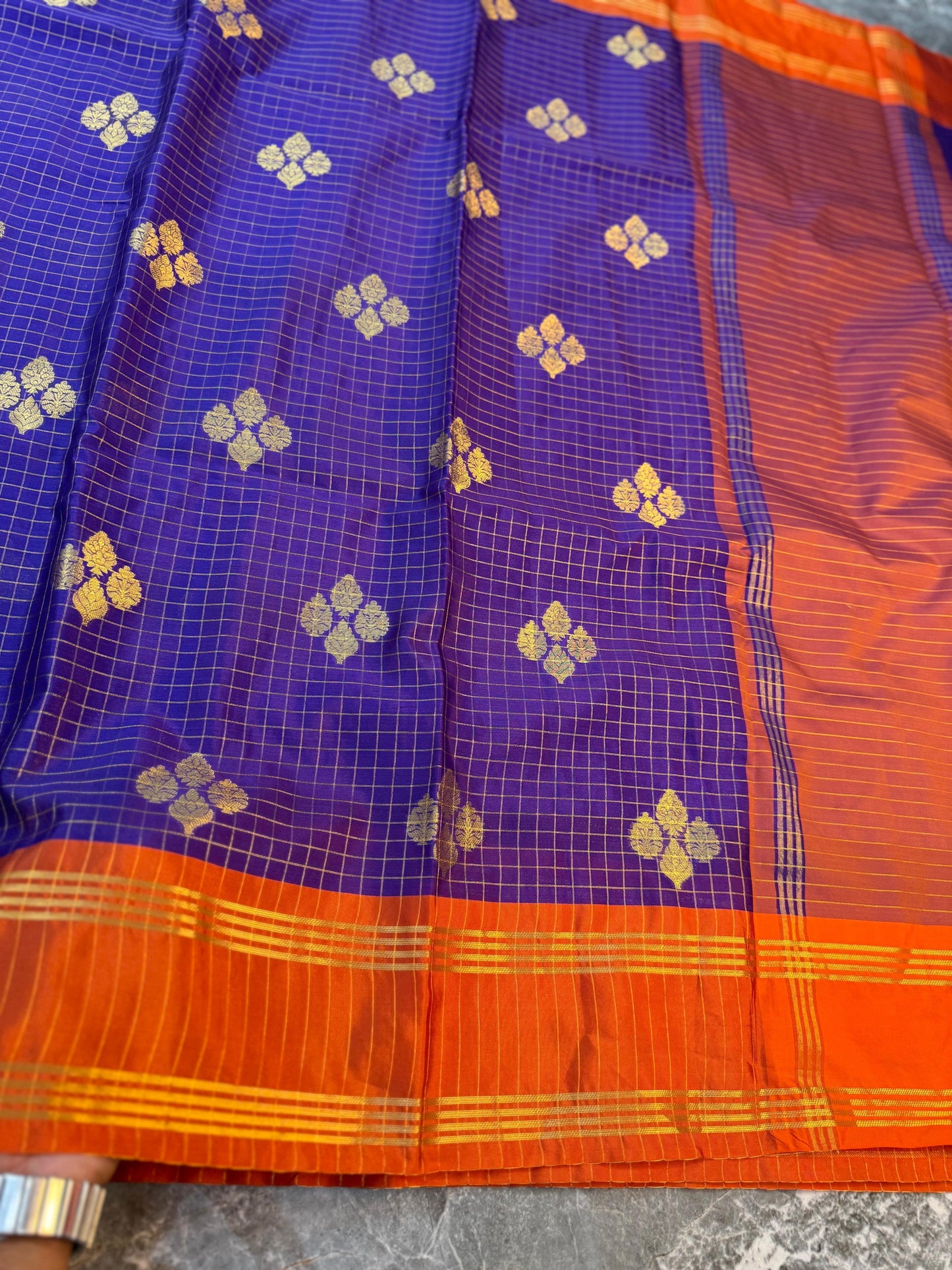 Banarasi Check Buta Soft Silk Saree - BCBSCB076