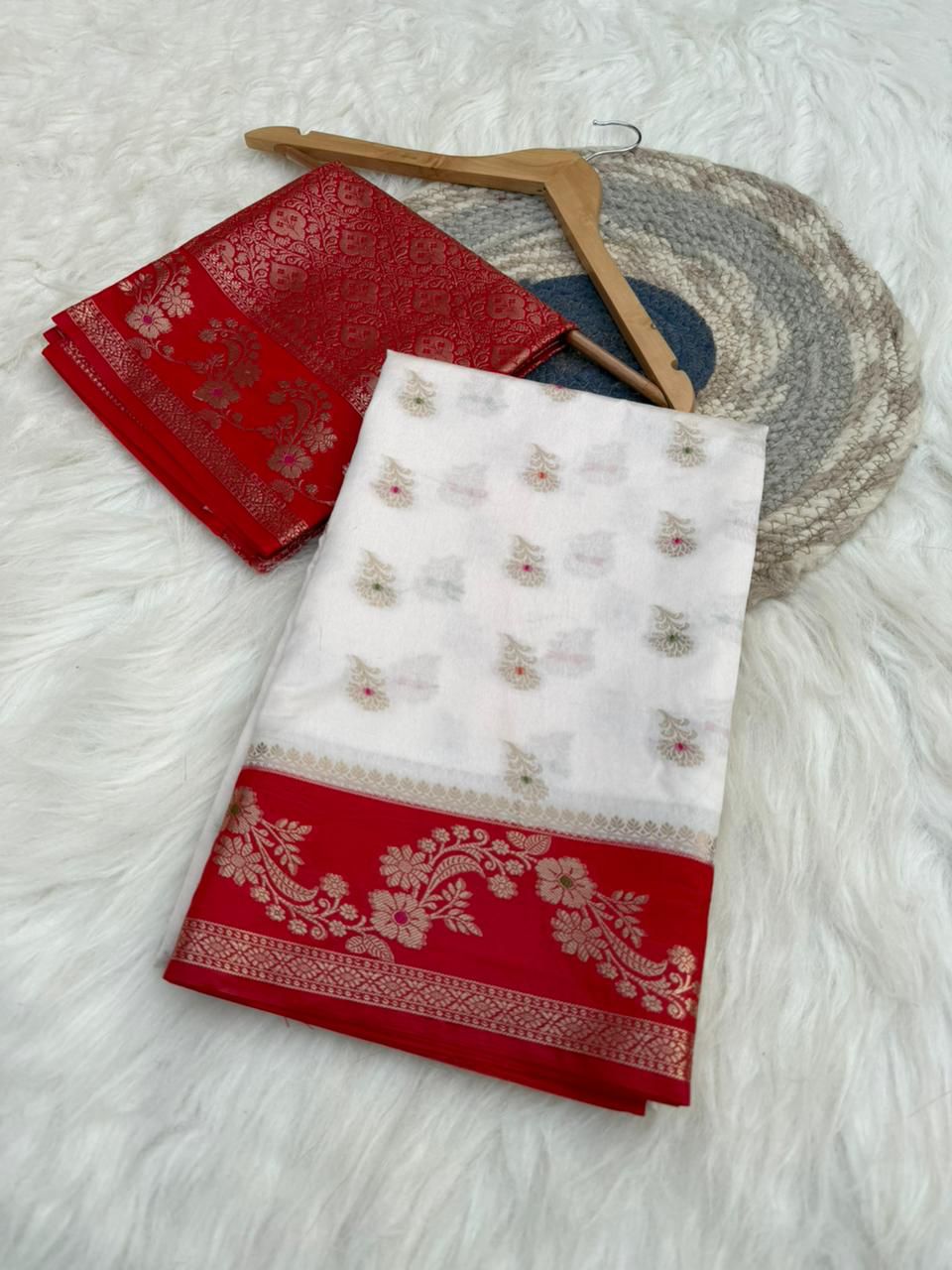 Royal Banarasi Semi Katan Silk Saree with Aada Mina Border Weaving - RBSKSOWR74