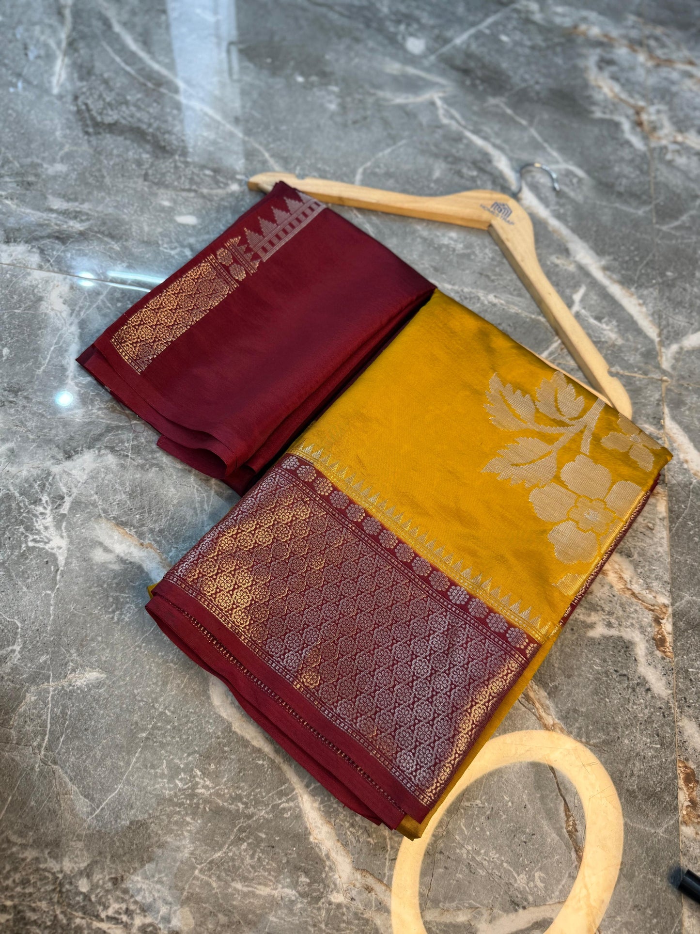Banarasi Semi Katan Soft Silk Saree with Double Zari Aada Border - BSKSSY055