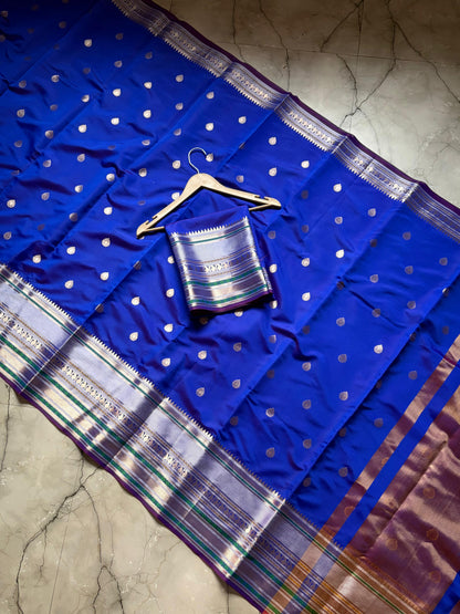 Royal Blue Banarasi Katan Silk Saree - RBBKS003