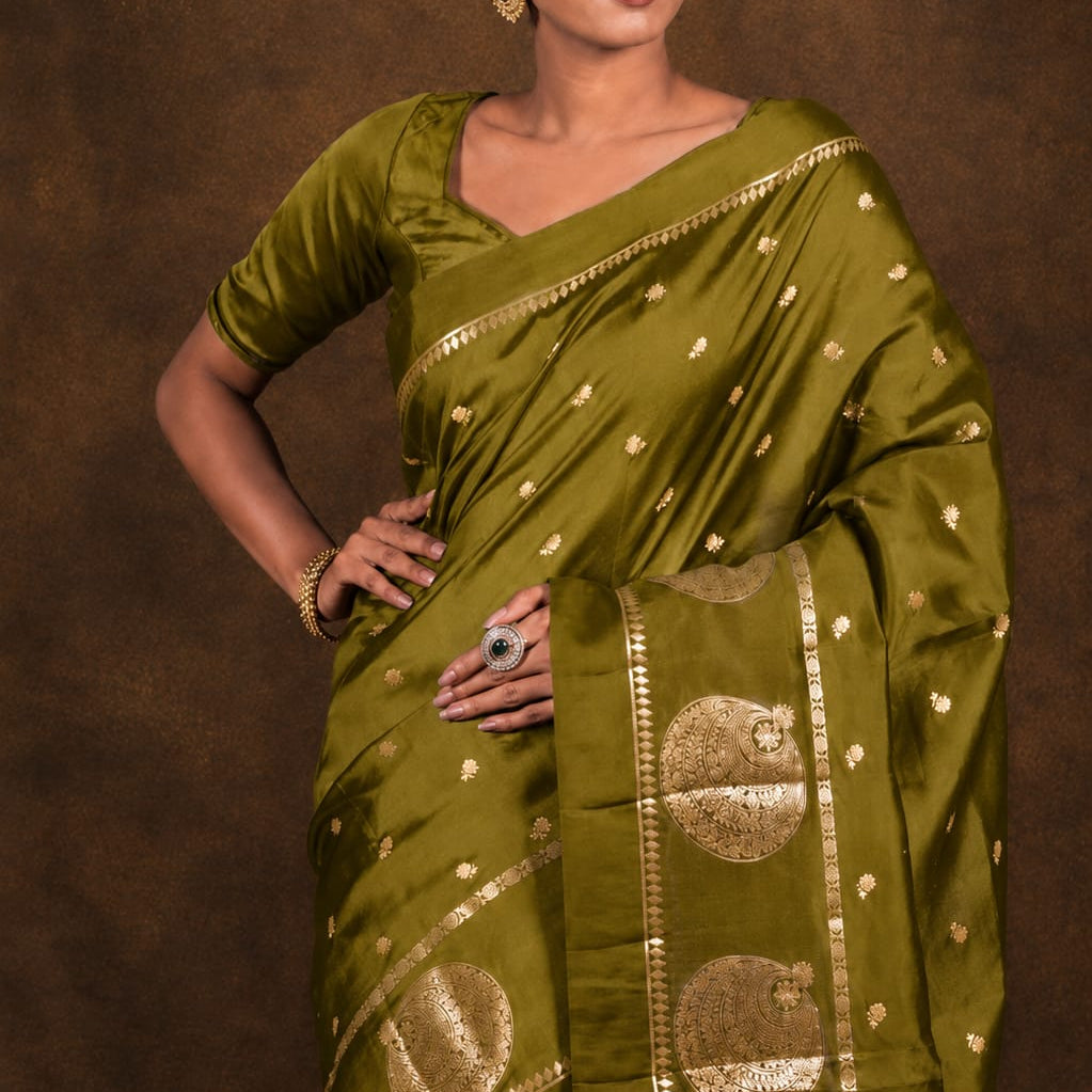 Banarasi Semi Katan Soft Silk Saree – BSKSSG099