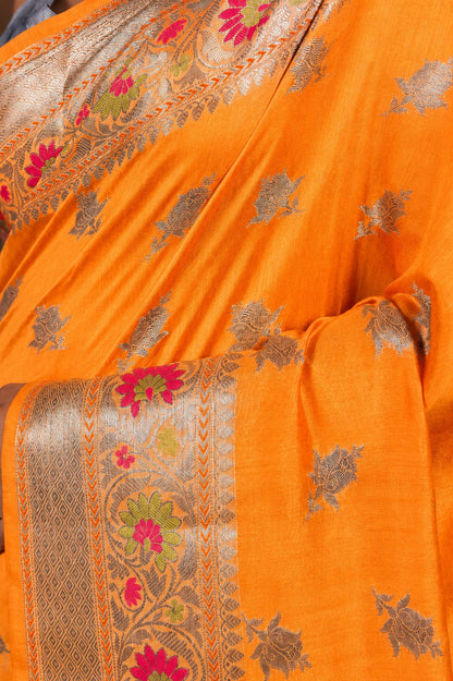 Banarasi Raw Mango Silk Saree with Mina Buta Design - BRMSMBO45