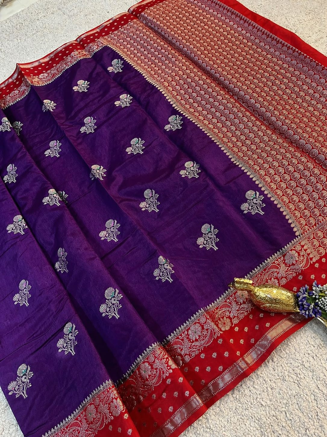 Purple Banarasi Semi Katan Silk Saree - BSKPES034