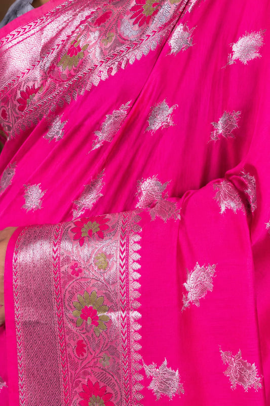Banarasi Raw Mango Silk Saree with Mina Buta Design - BRMSMBDP44