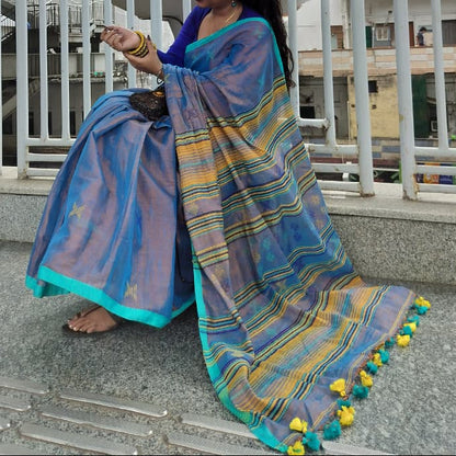 Authentic Bhujodi Jamdani Cotton Tissue Saree - ABJCT060