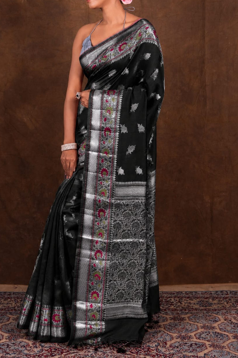 Banarasi Raw Mango Silk Saree with Mina Buta Design - BRMSMBB49