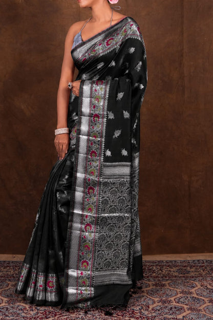 Banarasi Raw Mango Silk Saree with Mina Buta Design - BRMSMBB49