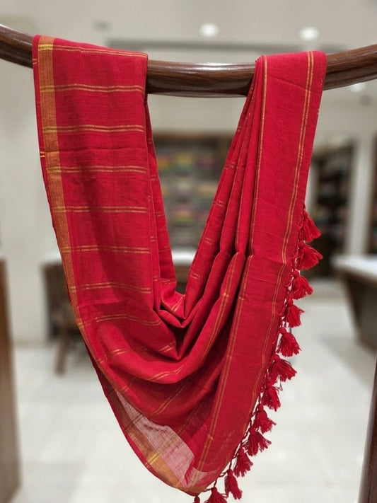 Pure Mulmul Double Zari Lines Saree | Handloom | MDZ001