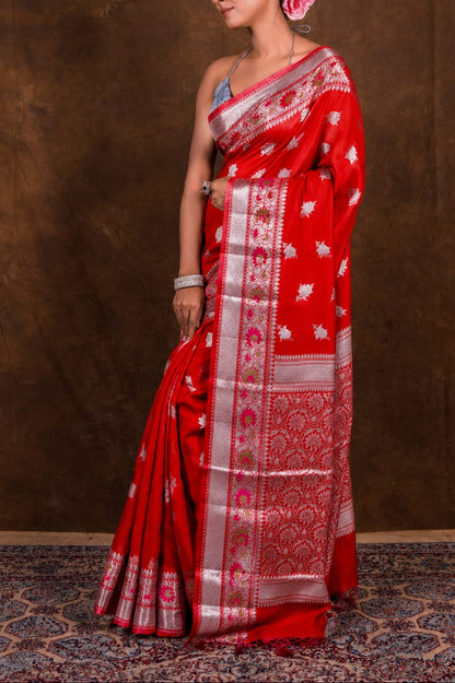 Banarasi Raw Mango Silk Saree with Mina Buta Design - BRMSMBR50