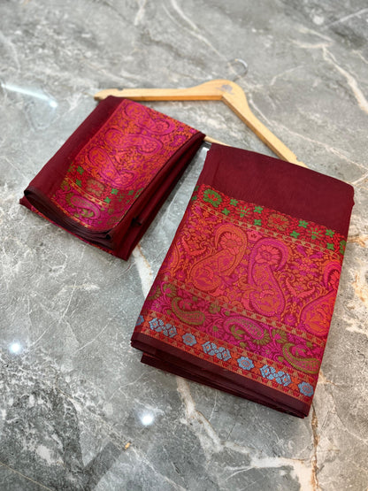 Premium Banarasi Cotton Silk Saree - PBCSSMN085