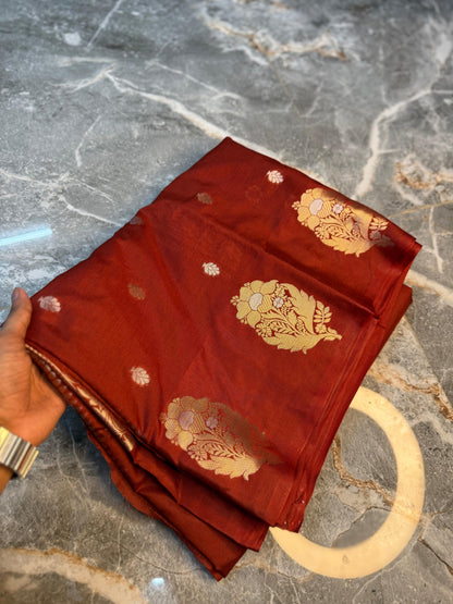 Banarasi Semi Katan Silk Saree with Sona Rupa Mina Buti - BSKSMN34