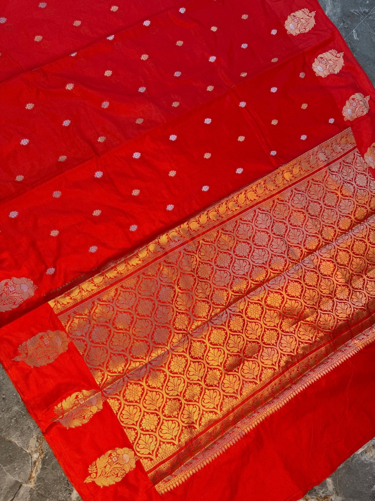 Banarasi Semi Katan Silk Saree with Sona Rupa Mina Buti - BSKSRD35