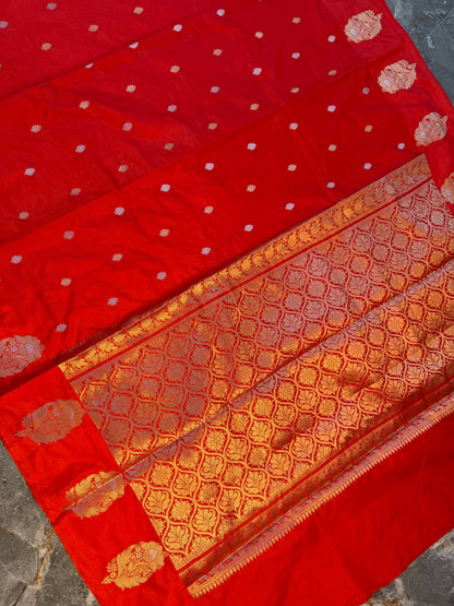 Banarasi Semi Katan Silk Saree with Sona Rupa Mina Buti - BSKSRD35