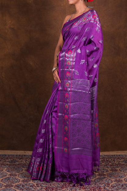 Banarasi Raw Mango Silk Saree with Mina Buta Design - BRMSMBP52