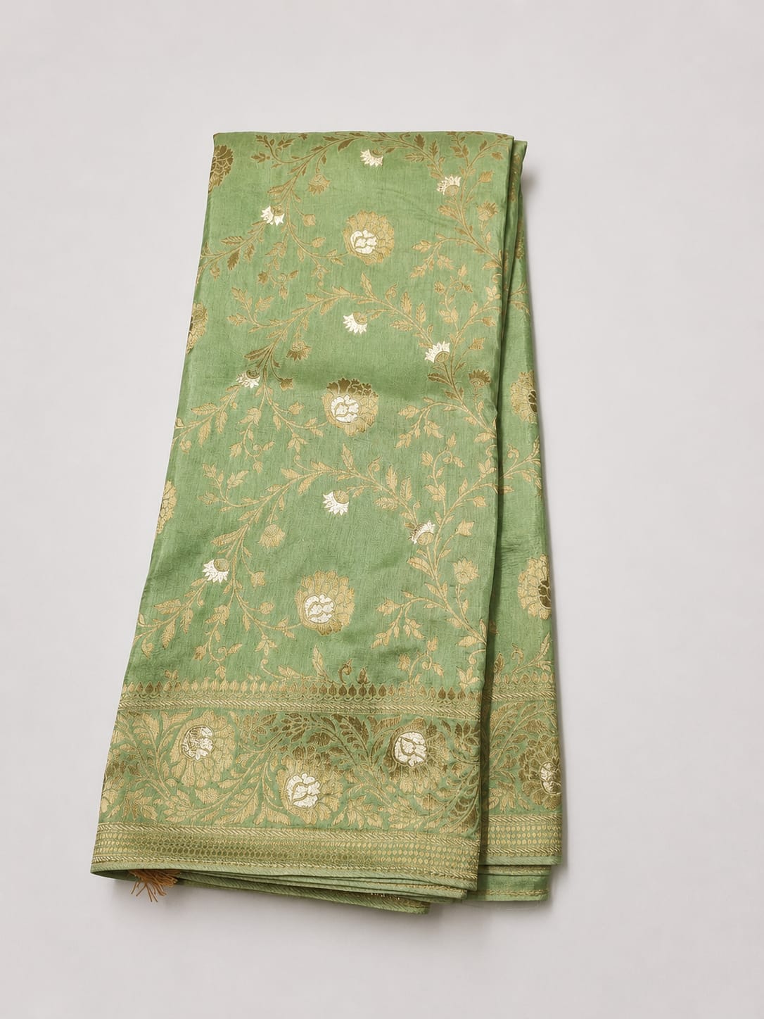 Luxury Banarasi Semi Katan Silk Saree with Intricate Jaal Weaving - BSKSJWG03