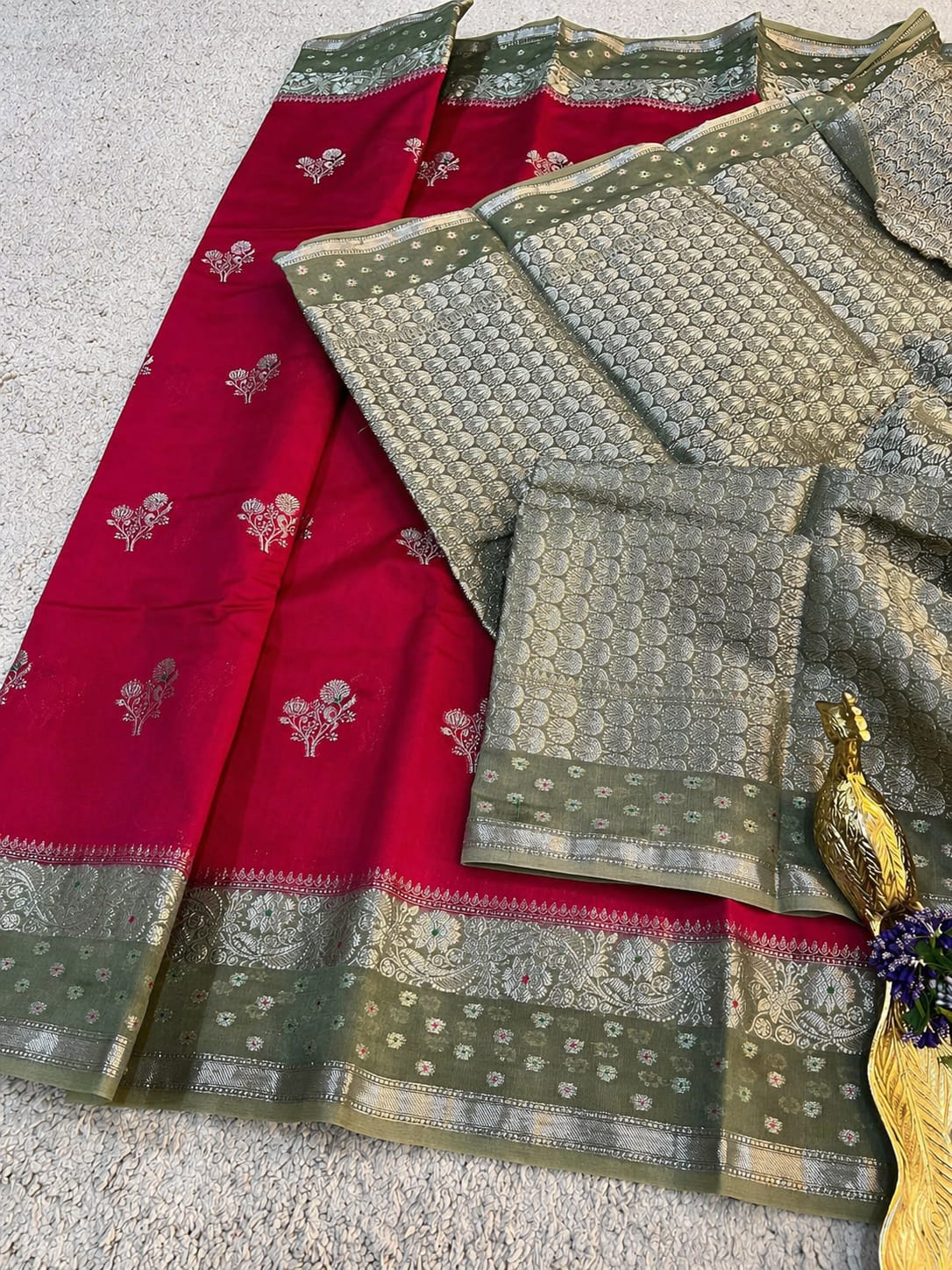 Rani Red Banarasi Semi Katan Silk Saree - BSKRDS033