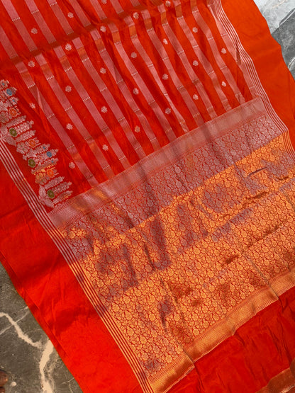 Banarasi Semi Katan Silk Saree - BSKMKORG21