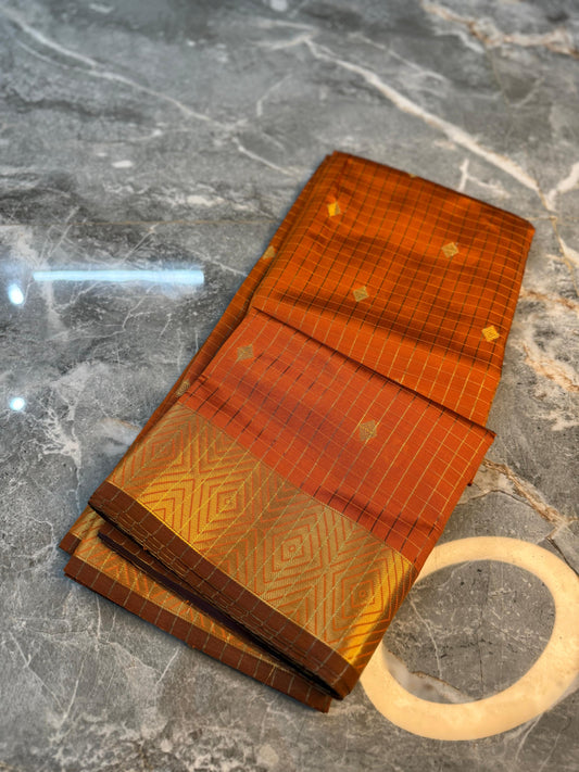 Banarasi Check Pattu Saree with Small Buti Design - BCPSBD063